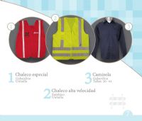 Chalecos, camisolas, overoles, botas y zapatos industriales